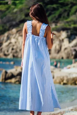 Les Canebiers Abois - Sky Blue Stripes<Femme Robes