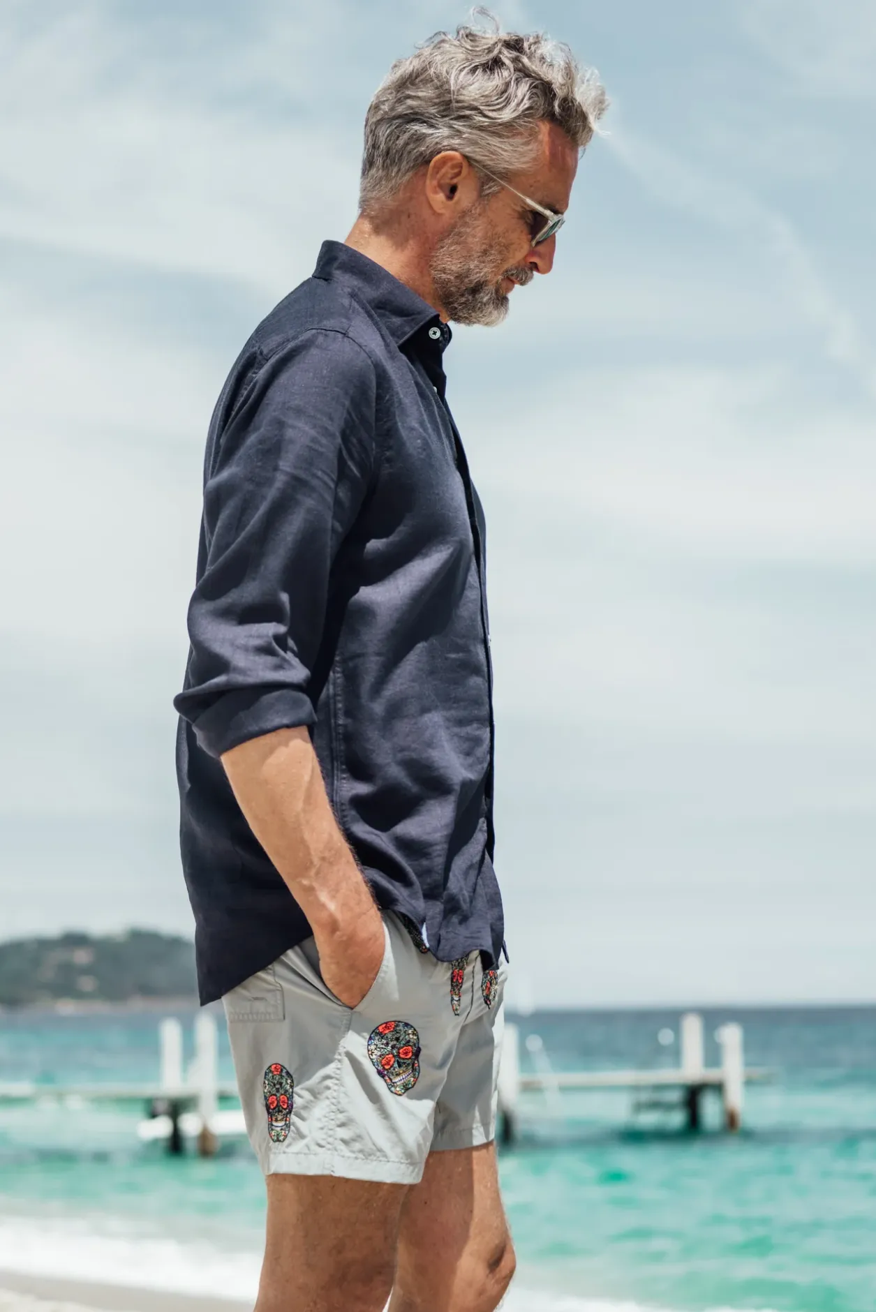 Les Canebiers All Over Mex - Grey<Homme Mex|Best Sellers