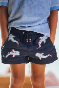 Les Canebiers All Over Shark Kids - Navy<Enfant Garçons