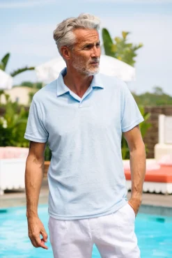 Les Canebiers Cabanon Polo - Sky Blue<Homme Polos