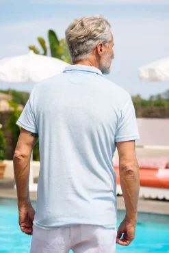 Les Canebiers Cabanon Polo - Sky Blue<Homme Polos