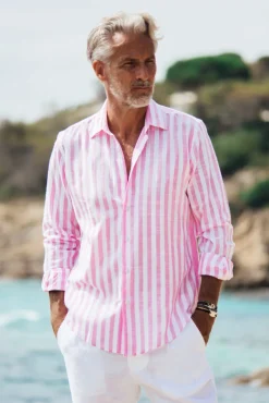 Les Canebiers Divin Cotton - Pink Stripes<Homme Chemises