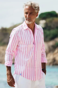Les Canebiers Divin Cotton - Pink Stripes<Homme Chemises