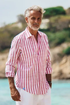 Les Canebiers Divin Cotton - Red Stripes<Homme Chemises