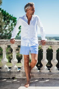 Les Canebiers Ermitage Court Fine Rayure - Navy<Homme Stripes|Best Sellers