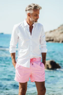 Les Canebiers Ermitage Court Fine Rayure - Pink<Homme Stripes|Best Sellers
