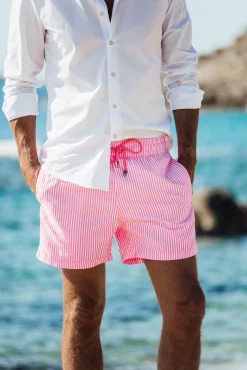 Les Canebiers Ermitage Court Fine Rayure - Pink<Homme Stripes|Best Sellers