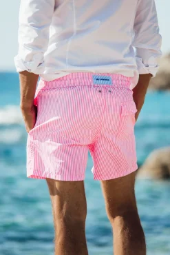 Les Canebiers Ermitage Court Fine Rayure - Pink<Homme Stripes|Best Sellers