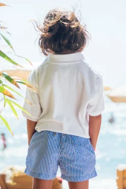 Les Canebiers Ermitage Court Kids - Blue Stripes<Enfant Garçons