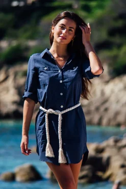 Les Canebiers Mimosas dress - Navy<Femme Robes