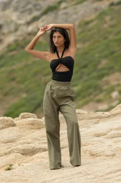 Les Canebiers Pantalon Vernatelle - Vert<Femme Pantalons