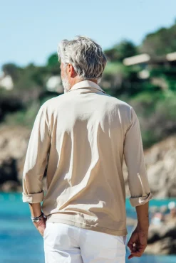 Les Canebiers Polo Marsouin (long sleeve) - Beige<Homme Polos