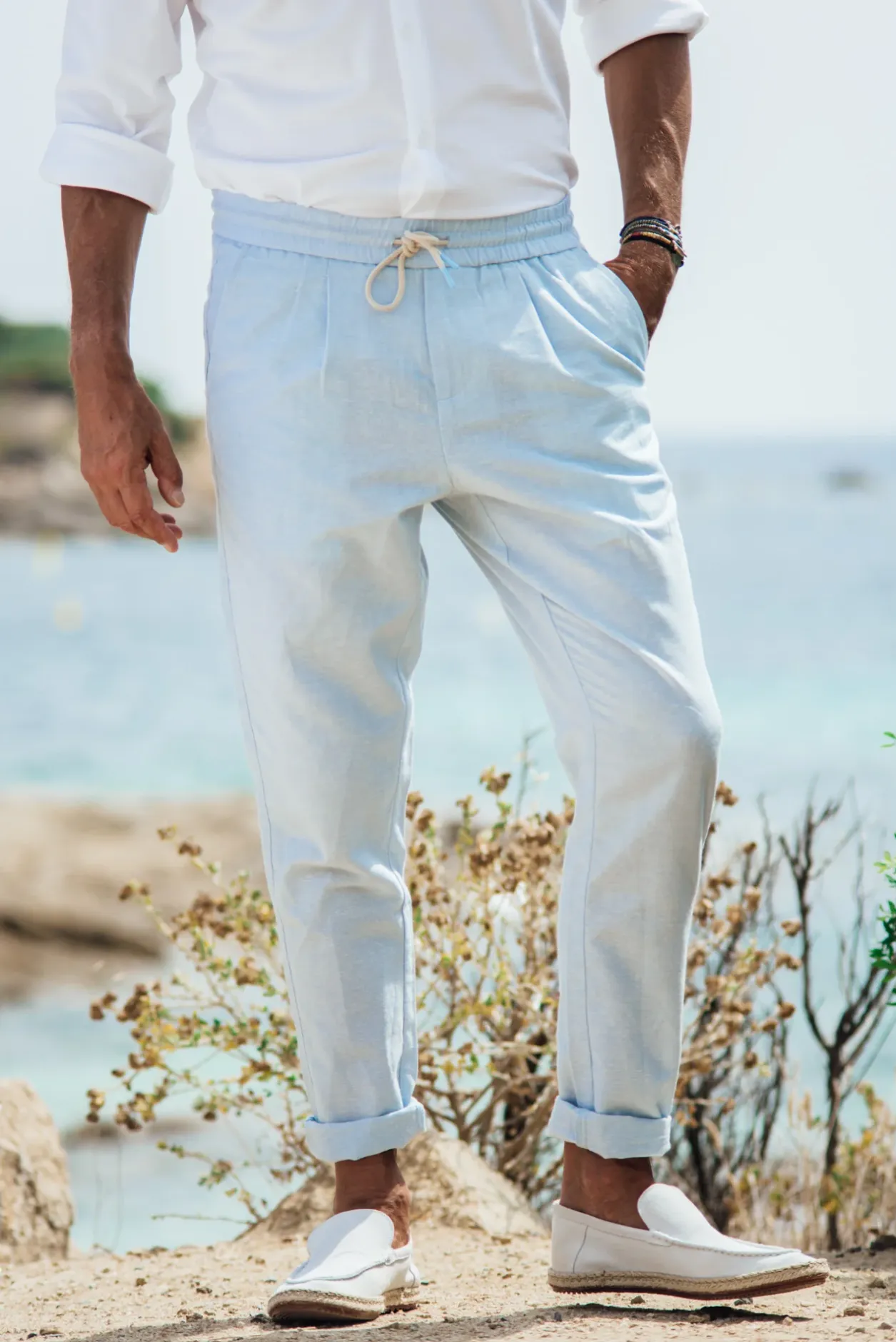 Les Canebiers Sauvier Pants - Sky Blue<Homme Pantalons