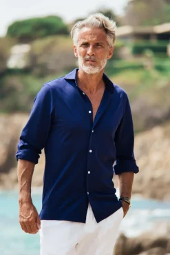 Les Canebiers Vallon Shirt - Navy<Homme Chemises