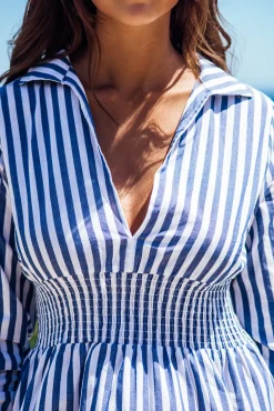 Les Canebiers Vignes - Navy Stripes<Femme Robes