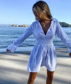 Les Canebiers Vignes - Navy Stripes<Femme Robes