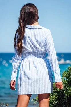 Les Canebiers Vignes - Sky Blue Stripes<Femme Robes